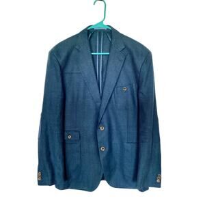 Chantal Women's 100% Wool Long Sleeve Single-Breasted Blazer Jacket Formal Blue